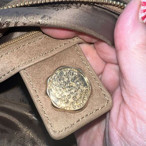 Vince Camuto Metallic Taupe Leather Multi Compartment Convertible Shoulder Bag - Picture 14 of 16